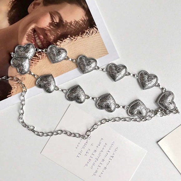 Free People Accessories - SALE Silver Vintage Engraved Heart Chain Belt